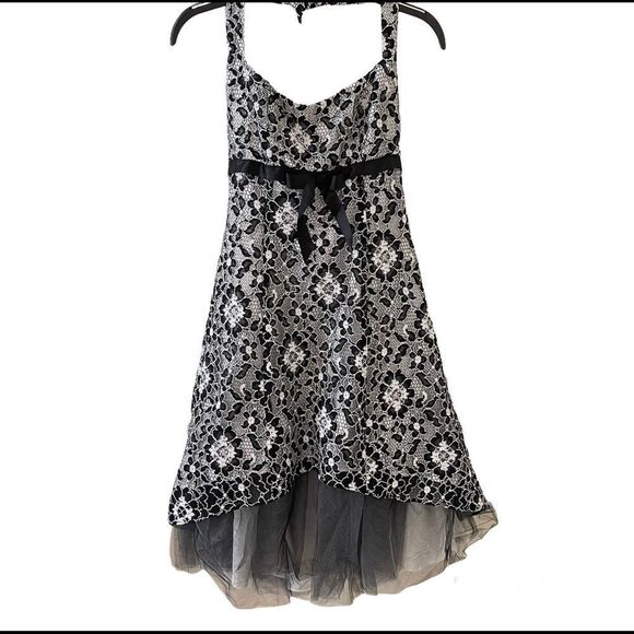 Cache Black & White Lace Tulle Cocktail Dress 6 NWT - Picture 2 of 5